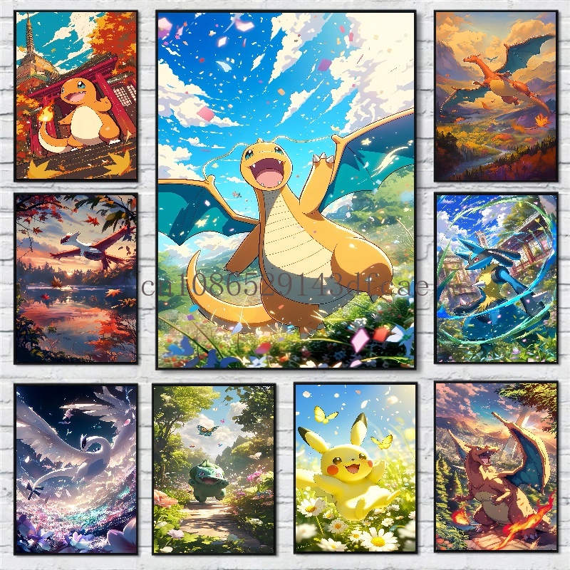 Home Improvement Furniture - Pokemon Anime Figures Hd Canvas Painting