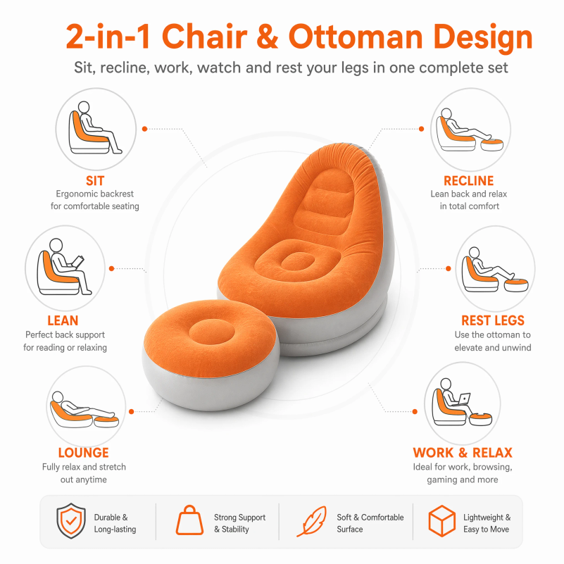 Flocking Inflatable Lazy Sofa  - đánh giá và giá Home Improvement Furniture
