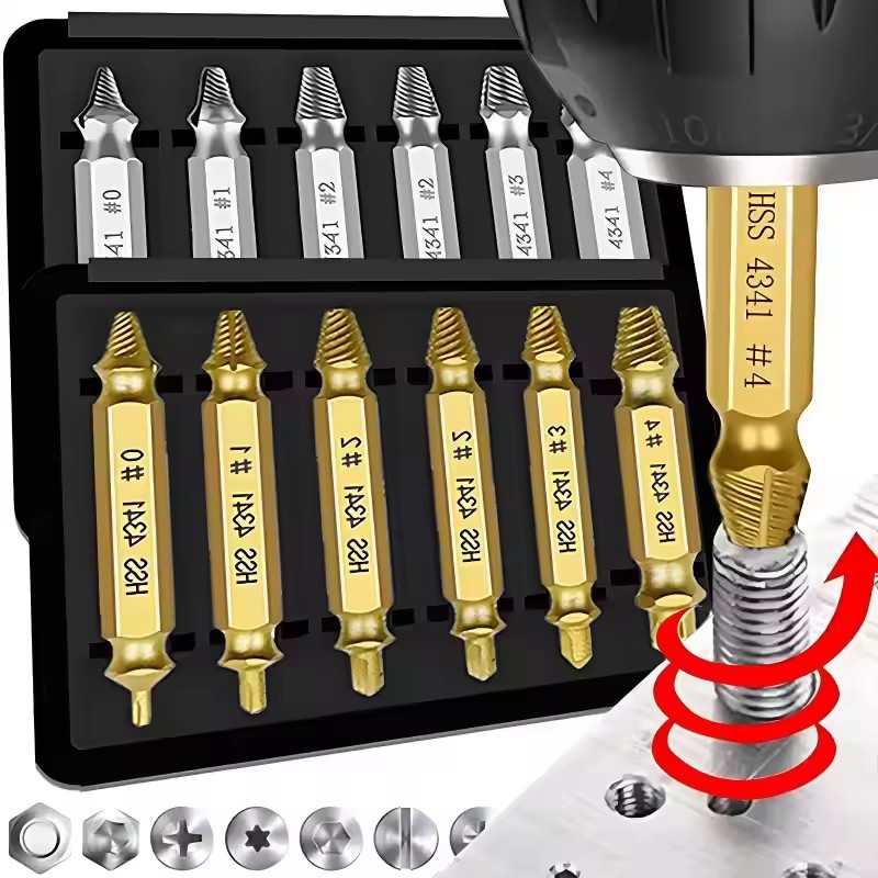Damaged Broken Screw Extractor - đánh giá và giá Drill Bit Set