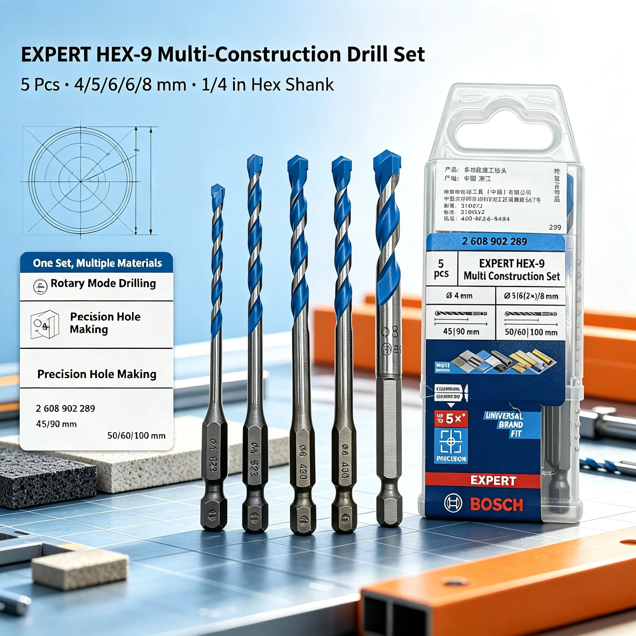 BOSCH 2608902289 EXPERT HEX-9  - đánh giá và giá Drill Bit Set